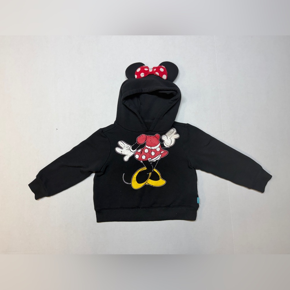 Disney Minnie Mouse Girls Size 5T-6T Black Hoodie With Bow and Ears